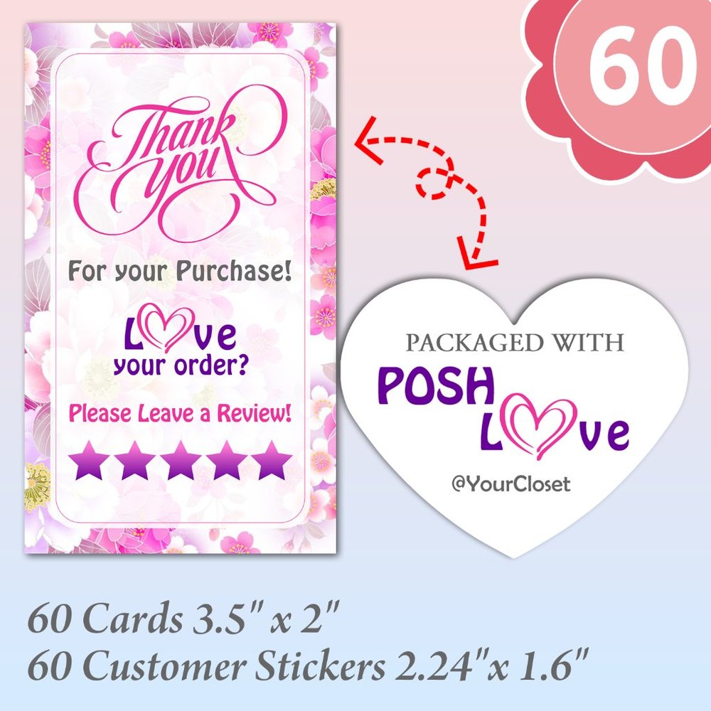 60 Thank You Cards & 60 Personalized Stick… - Picture 2 of 5